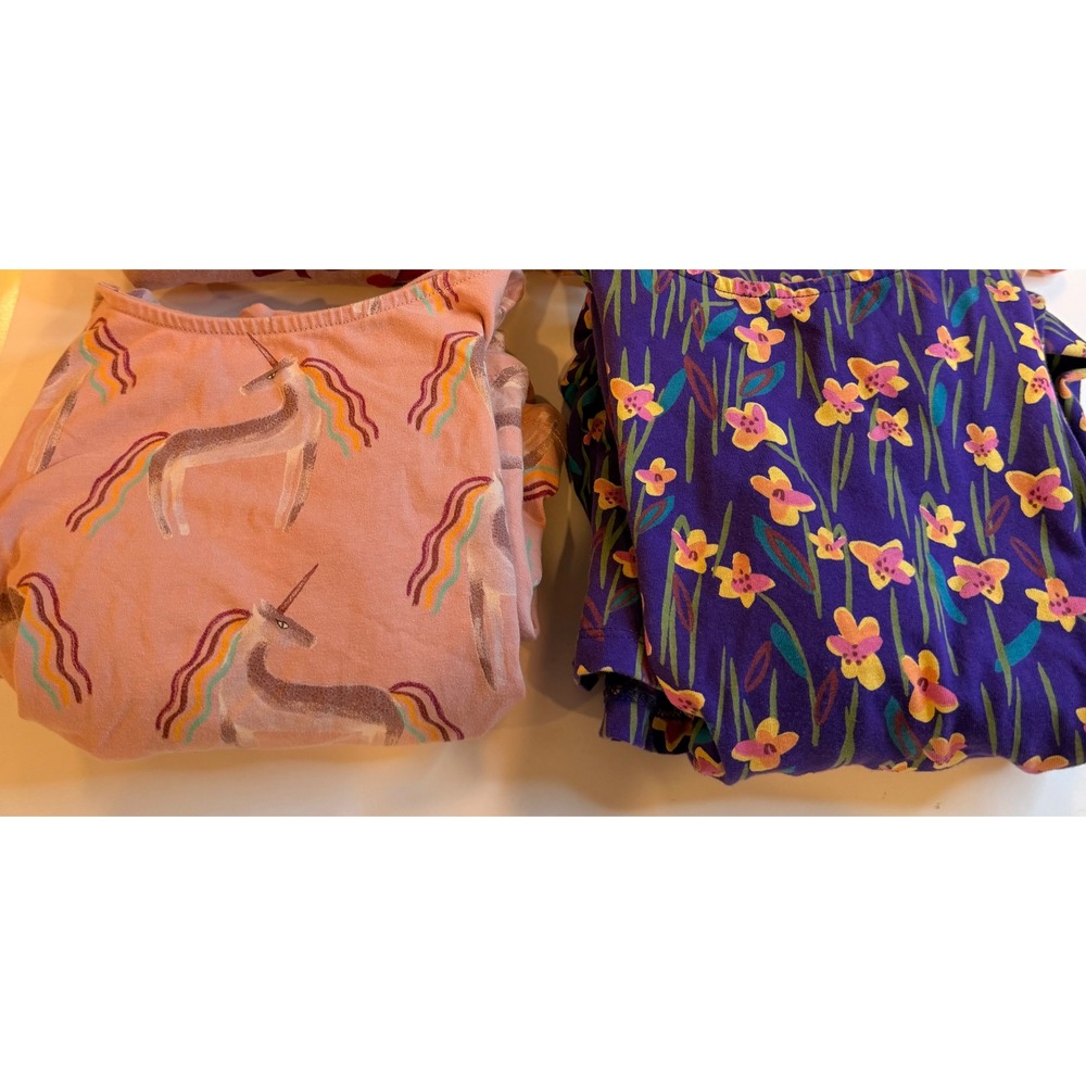 Tea Collection Girls Long Sleeve Skater Dress Lot 2 Unicorn Floral Pink Purple 7